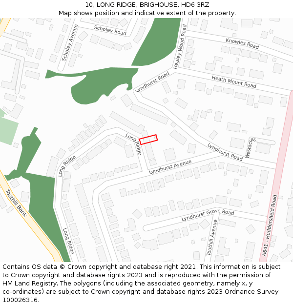 10, LONG RIDGE, BRIGHOUSE, HD6 3RZ: Location map and indicative extent of plot