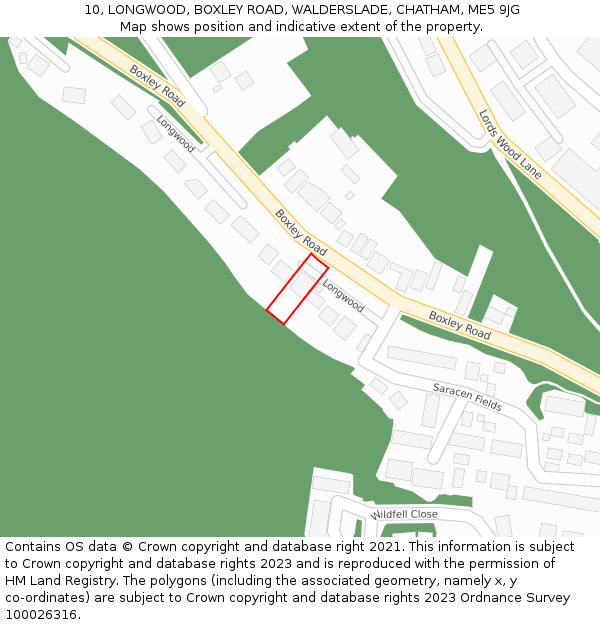10, LONGWOOD, BOXLEY ROAD, WALDERSLADE, CHATHAM, ME5 9JG: Location map and indicative extent of plot