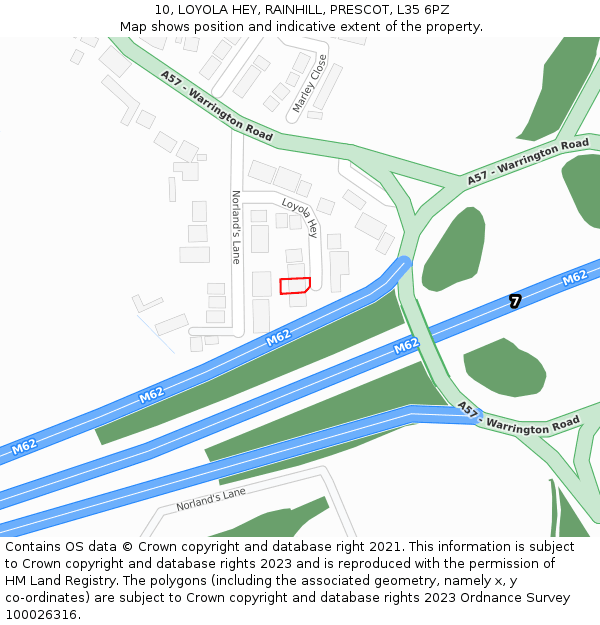 10, LOYOLA HEY, RAINHILL, PRESCOT, L35 6PZ: Location map and indicative extent of plot