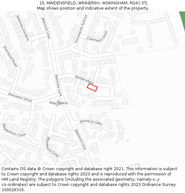 10, MAIDENSFIELD, WINNERSH, WOKINGHAM, RG41 5TJ: Location map and indicative extent of plot