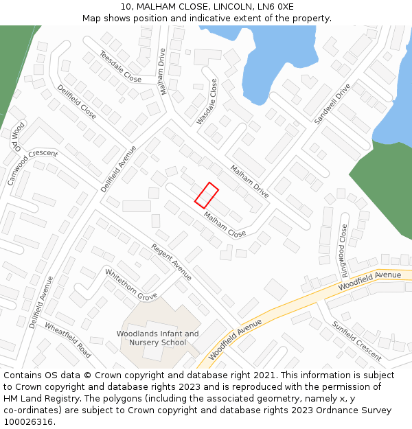 10, MALHAM CLOSE, LINCOLN, LN6 0XE: Location map and indicative extent of plot