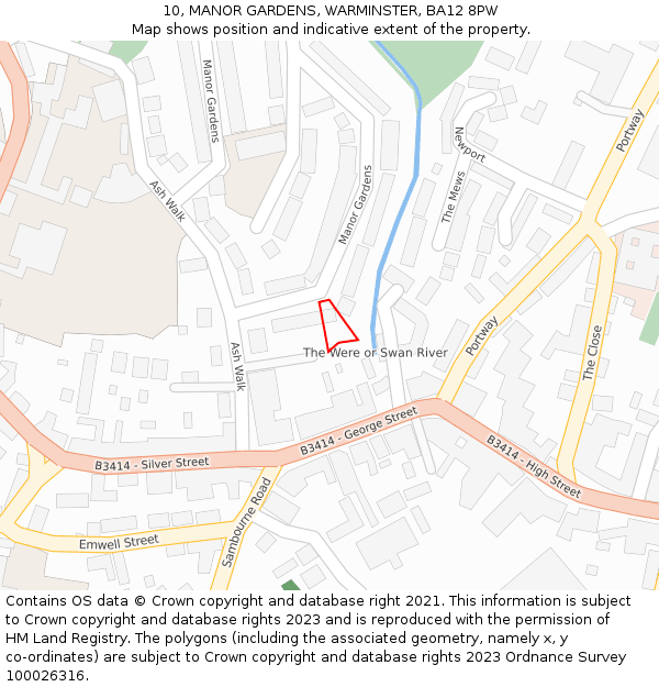 10, MANOR GARDENS, WARMINSTER, BA12 8PW: Location map and indicative extent of plot