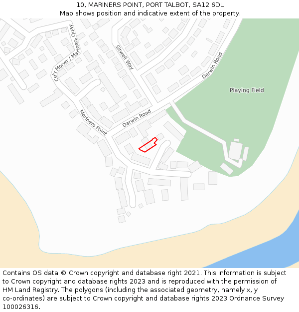10, MARINERS POINT, PORT TALBOT, SA12 6DL: Location map and indicative extent of plot