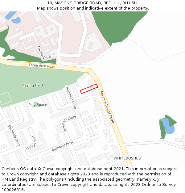 10, MASONS BRIDGE ROAD, REDHILL, RH1 5LL: Location map and indicative extent of plot