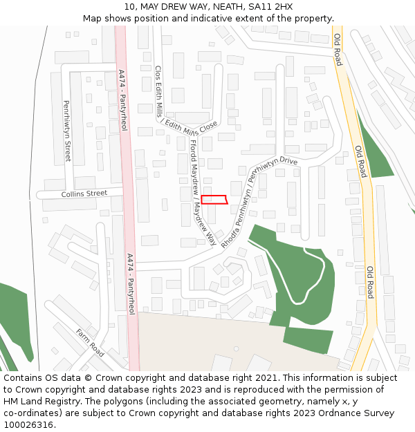 10, MAY DREW WAY, NEATH, SA11 2HX: Location map and indicative extent of plot