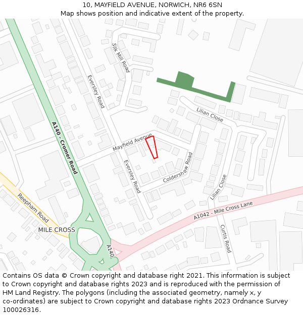 10, MAYFIELD AVENUE, NORWICH, NR6 6SN: Location map and indicative extent of plot