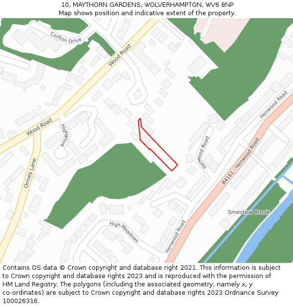 10, MAYTHORN GARDENS, WOLVERHAMPTON, WV6 8NP: Location map and indicative extent of plot