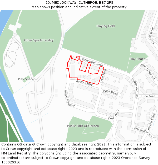 10, MEDLOCK WAY, CLITHEROE, BB7 2FG: Location map and indicative extent of plot