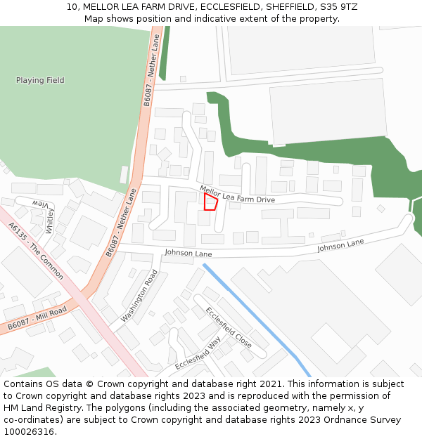 10, MELLOR LEA FARM DRIVE, ECCLESFIELD, SHEFFIELD, S35 9TZ: Location map and indicative extent of plot
