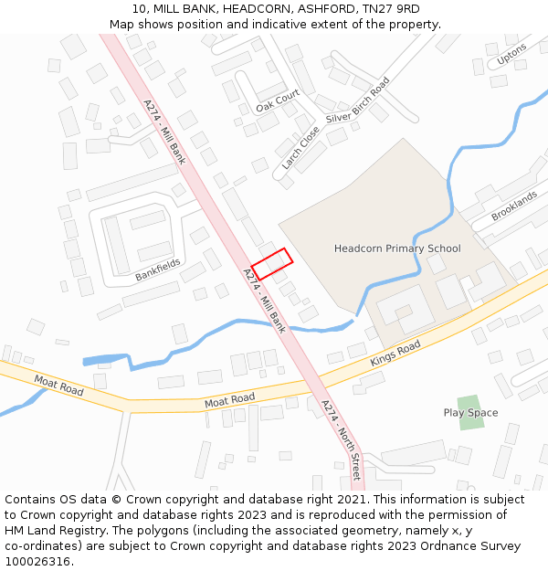 10, MILL BANK, HEADCORN, ASHFORD, TN27 9RD: Location map and indicative extent of plot