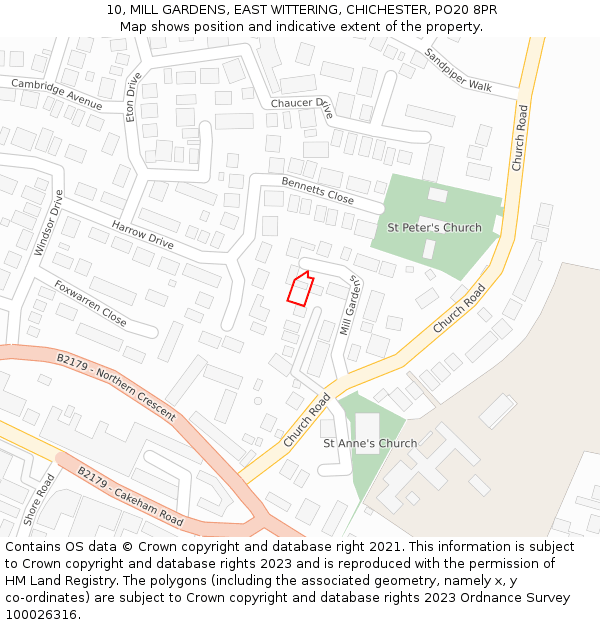 10, MILL GARDENS, EAST WITTERING, CHICHESTER, PO20 8PR: Location map and indicative extent of plot
