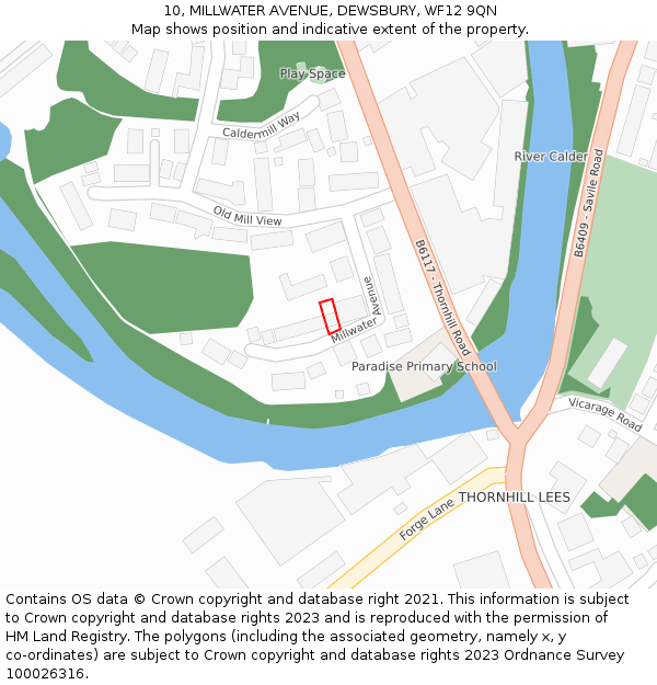 10, MILLWATER AVENUE, DEWSBURY, WF12 9QN: Location map and indicative extent of plot