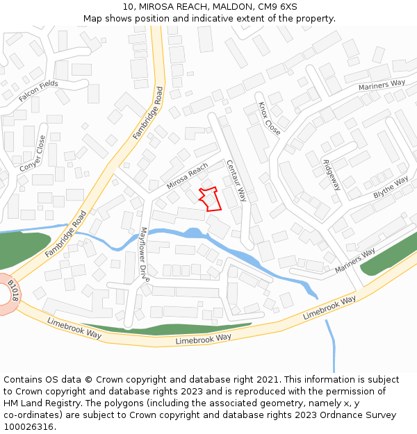 10, MIROSA REACH, MALDON, CM9 6XS: Location map and indicative extent of plot