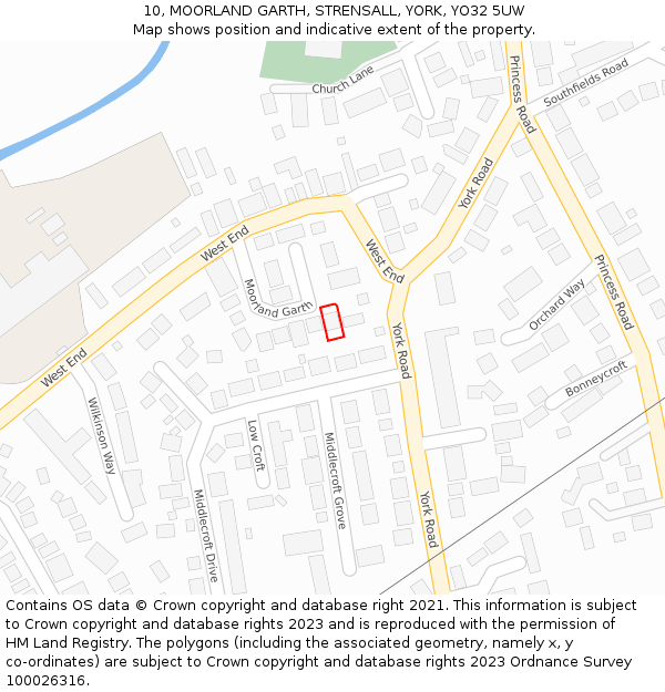 10, MOORLAND GARTH, STRENSALL, YORK, YO32 5UW: Location map and indicative extent of plot