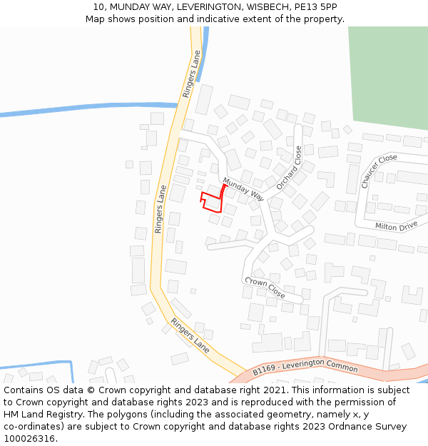 10, MUNDAY WAY, LEVERINGTON, WISBECH, PE13 5PP: Location map and indicative extent of plot