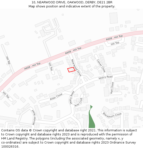 10, NEARWOOD DRIVE, OAKWOOD, DERBY, DE21 2BR: Location map and indicative extent of plot