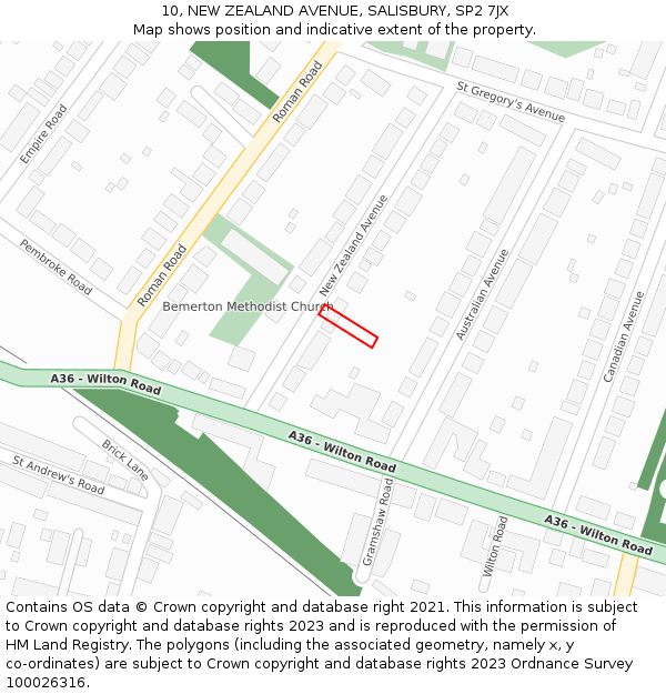 10, NEW ZEALAND AVENUE, SALISBURY, SP2 7JX: Location map and indicative extent of plot