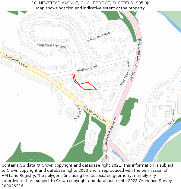 10, NEWSTEAD AVENUE, OUGHTIBRIDGE, SHEFFIELD, S35 0JL: Location map and indicative extent of plot