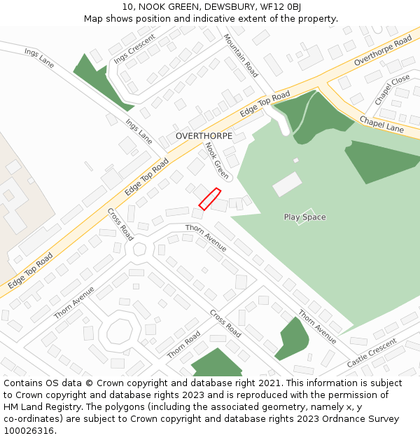 10, NOOK GREEN, DEWSBURY, WF12 0BJ: Location map and indicative extent of plot
