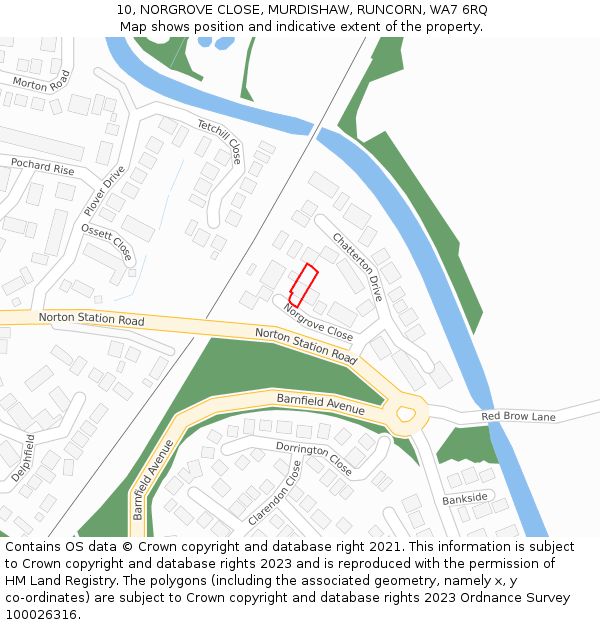 10, NORGROVE CLOSE, MURDISHAW, RUNCORN, WA7 6RQ: Location map and indicative extent of plot