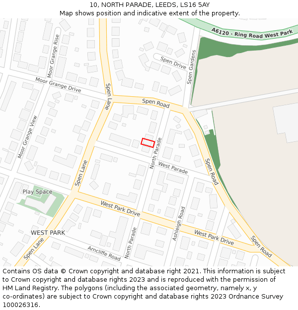 10, NORTH PARADE, LEEDS, LS16 5AY: Location map and indicative extent of plot