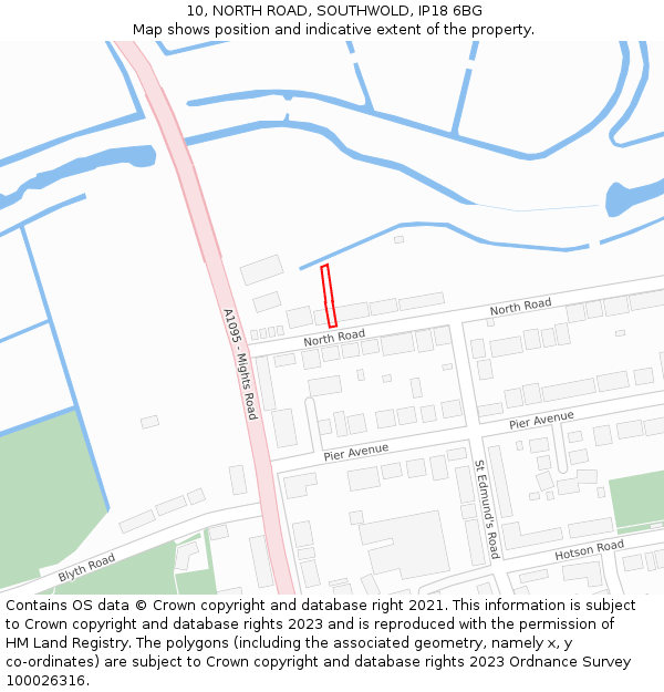 10, NORTH ROAD, SOUTHWOLD, IP18 6BG: Location map and indicative extent of plot