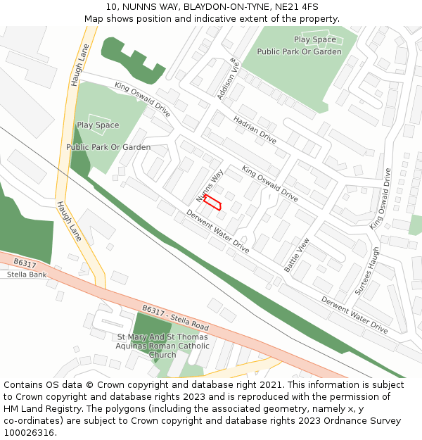 10, NUNNS WAY, BLAYDON-ON-TYNE, NE21 4FS: Location map and indicative extent of plot
