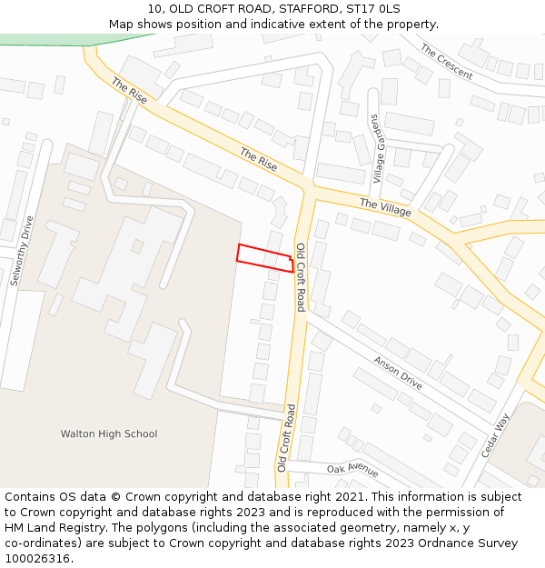 10, OLD CROFT ROAD, STAFFORD, ST17 0LS: Location map and indicative extent of plot