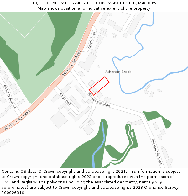 10, OLD HALL MILL LANE, ATHERTON, MANCHESTER, M46 0RW: Location map and indicative extent of plot