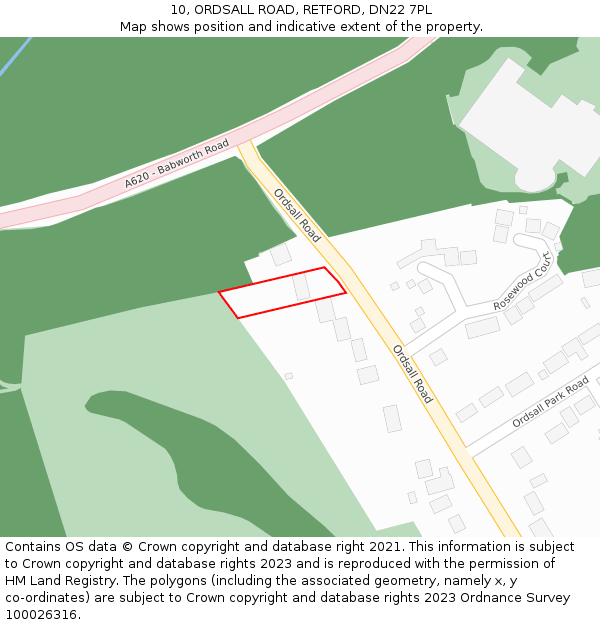 10, ORDSALL ROAD, RETFORD, DN22 7PL: Location map and indicative extent of plot
