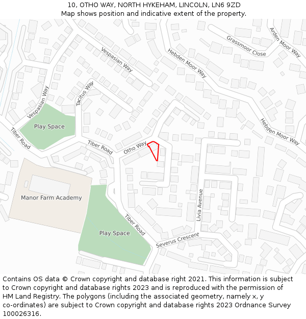 10, OTHO WAY, NORTH HYKEHAM, LINCOLN, LN6 9ZD: Location map and indicative extent of plot