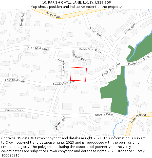 10, PARISH GHYLL LANE, ILKLEY, LS29 9QP: Location map and indicative extent of plot