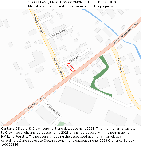 10, PARK LANE, LAUGHTON COMMON, SHEFFIELD, S25 3UG: Location map and indicative extent of plot