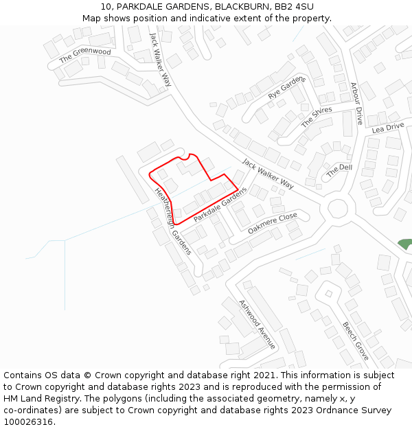 10, PARKDALE GARDENS, BLACKBURN, BB2 4SU: Location map and indicative extent of plot