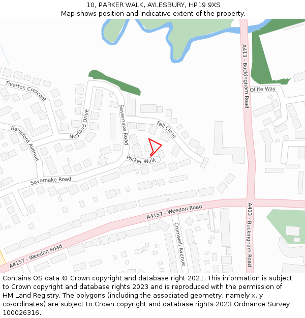 10, PARKER WALK, AYLESBURY, HP19 9XS: Location map and indicative extent of plot