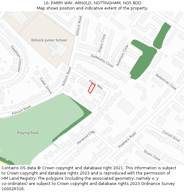 10, PARRY WAY, ARNOLD, NOTTINGHAM, NG5 8DD: Location map and indicative extent of plot