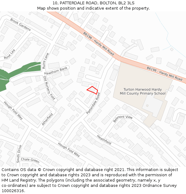 10, PATTERDALE ROAD, BOLTON, BL2 3LS: Location map and indicative extent of plot