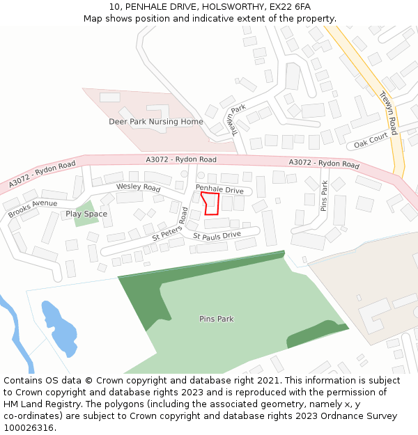 10, PENHALE DRIVE, HOLSWORTHY, EX22 6FA: Location map and indicative extent of plot