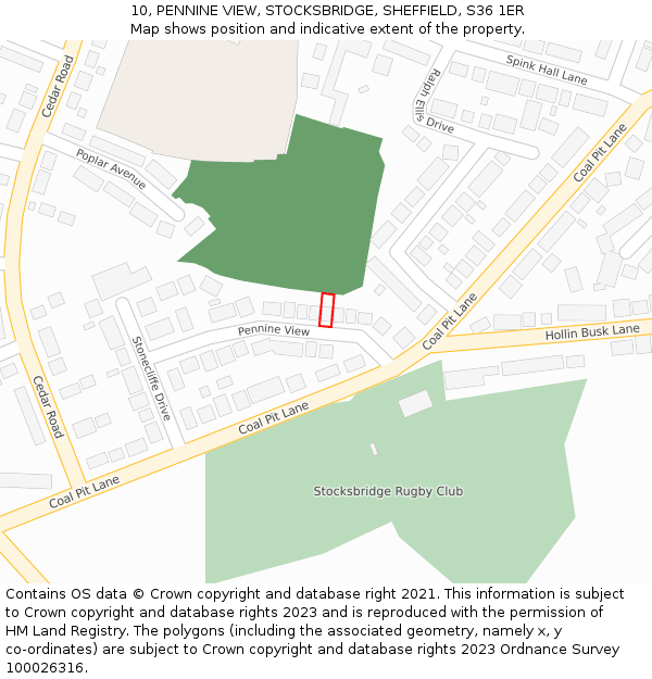 10, PENNINE VIEW, STOCKSBRIDGE, SHEFFIELD, S36 1ER: Location map and indicative extent of plot