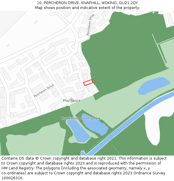 10, PERCHERON DRIVE, KNAPHILL, WOKING, GU21 2QY: Location map and indicative extent of plot