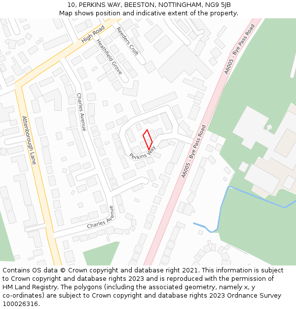 10, PERKINS WAY, BEESTON, NOTTINGHAM, NG9 5JB: Location map and indicative extent of plot