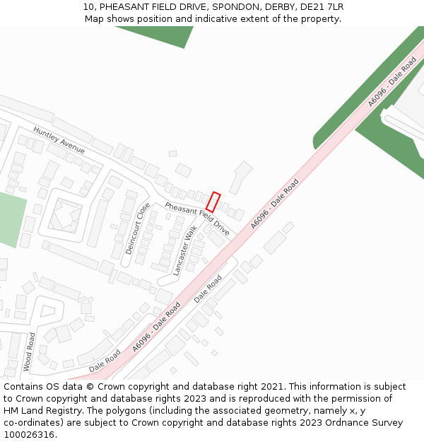 10, PHEASANT FIELD DRIVE, SPONDON, DERBY, DE21 7LR: Location map and indicative extent of plot