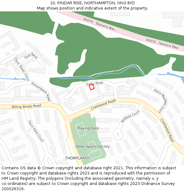 10, PINDAR RISE, NORTHAMPTON, NN3 8YD: Location map and indicative extent of plot