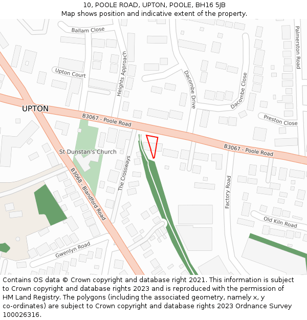 10, POOLE ROAD, UPTON, POOLE, BH16 5JB: Location map and indicative extent of plot