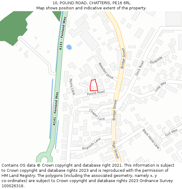 10, POUND ROAD, CHATTERIS, PE16 6RL: Location map and indicative extent of plot