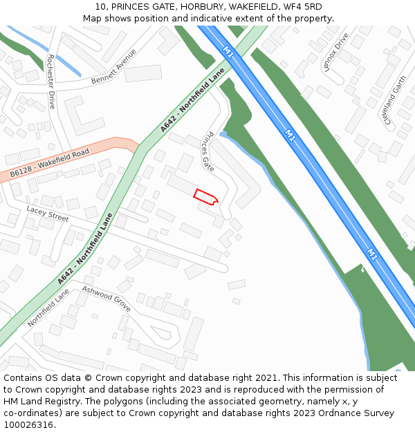 10, PRINCES GATE, HORBURY, WAKEFIELD, WF4 5RD: Location map and indicative extent of plot