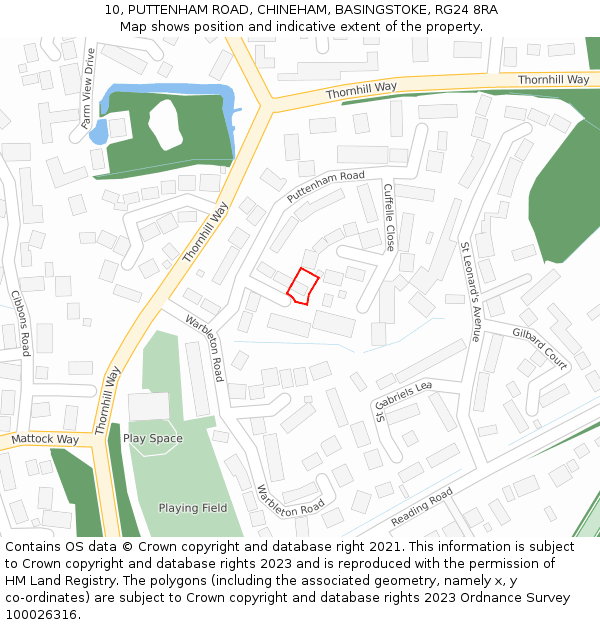 10, PUTTENHAM ROAD, CHINEHAM, BASINGSTOKE, RG24 8RA: Location map and indicative extent of plot