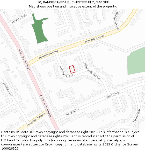 10, RAMSEY AVENUE, CHESTERFIELD, S40 3EF: Location map and indicative extent of plot