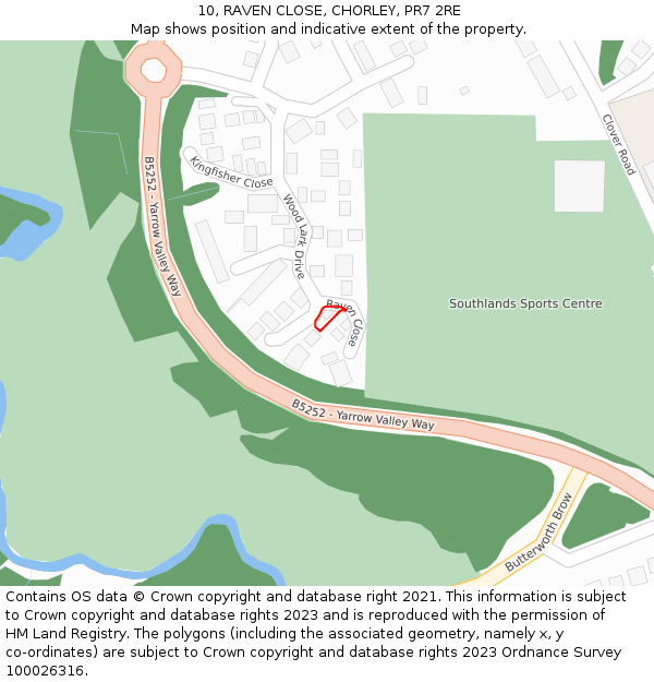 10, RAVEN CLOSE, CHORLEY, PR7 2RE: Location map and indicative extent of plot
