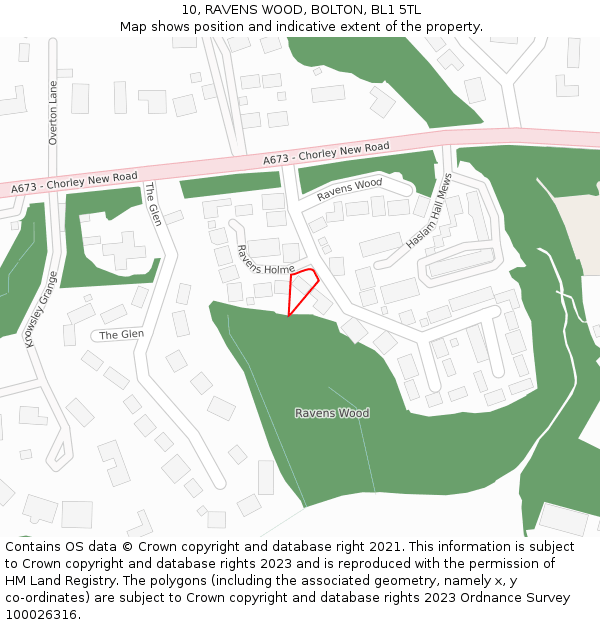 10, RAVENS WOOD, BOLTON, BL1 5TL: Location map and indicative extent of plot